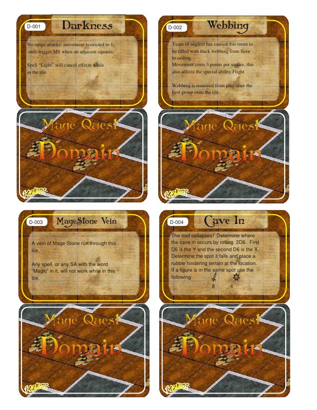 Printable MageQuest Domain cards